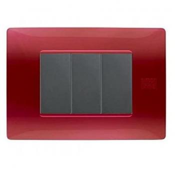 Urmet Placca 3 Moduli, Flexa, Tecnopolimero, Rosso 11803.RS