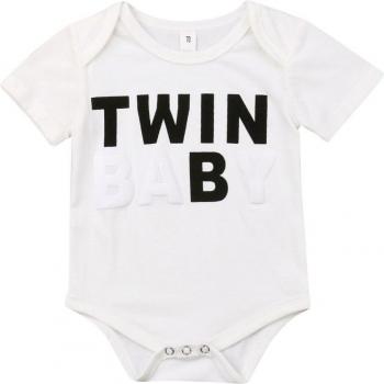 Conjunto de Bebé TWIN BABY con Patrón Alfabético, Ropa de Verano para Niños y Niñas, Mono de Manga Corta 0-18M