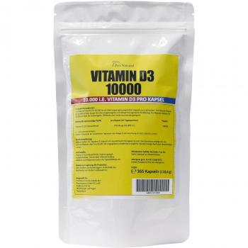 Vitamin D3 - 10.000 IE - 365 Vegane Kapseln - Hochdosiert - 1000 I.E. pro Tag