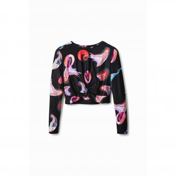 Desigual Bluse MONSIEUR CHRISTIAN LACROIX Smile 22WWTK76 Schwarz Slim Fit S Damen