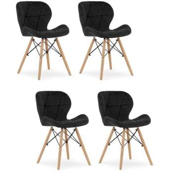 Ensemble de Chaises Amatrice en Velours Noir - 4 Pièces