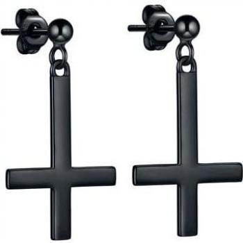 Set di orecchini etNox - Gothic Black Cross - Donna - Nero