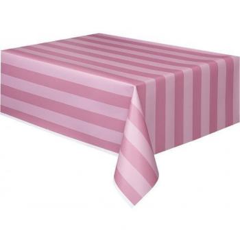 Pink Party Striped Table Cover - One Size