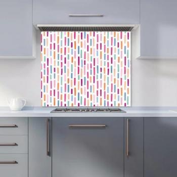 Premium Vertical Abstract Brush Pattern Toughened Glass Kitchen Splashback