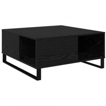 80 cm Black Oak Coffee Table, Engineered Wood – Square Design