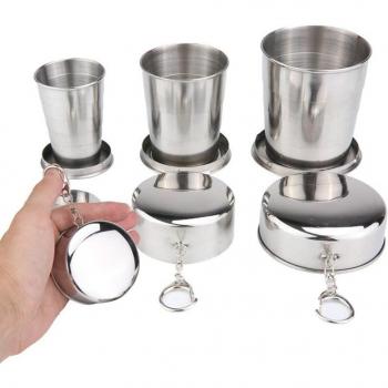 5-Layer Portable Folding Drinkware - Stainless Steel Camping Cup