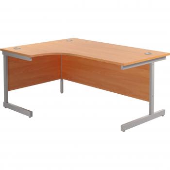 1600x1200 Single Left Hand Radial Desk in Beech and Silver