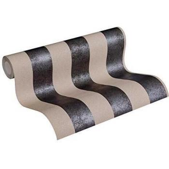 Carta da parati Vlies Beige Metallizzato e Nero
