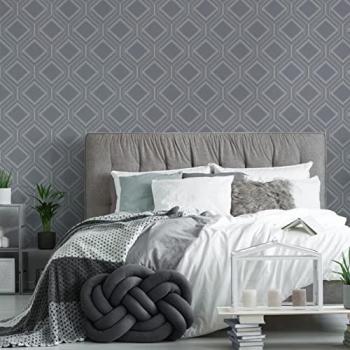 Savile Row White Slate Grey Patterned Wallpaper