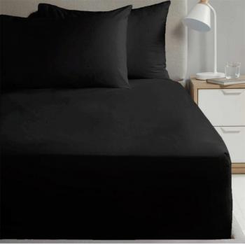 Soft Bedding 180 Thread Count Percal Flat Sheet - Black, King Size