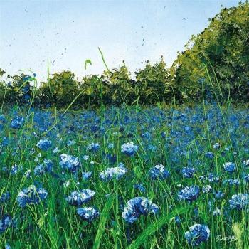 Impression sur toile Siobhan McEvoy Champ de Bleuet 40cm x bleu/vert