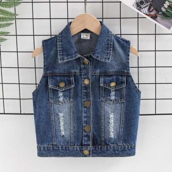 Spring Autumn Denim Vest for Kids 2-7Y