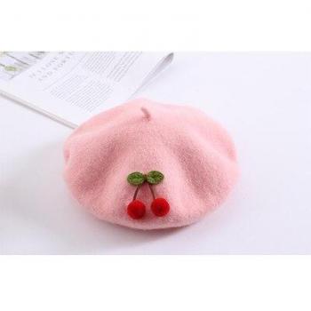 Cute Japanese Style Cherry Beret for Kids - Warm Pure Color (48-52CM)