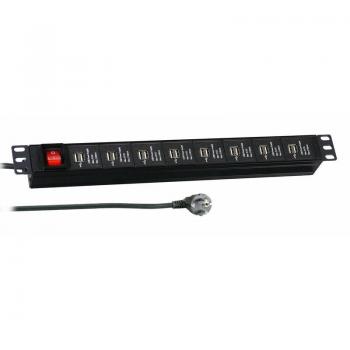 Regleta 19 1U 16 porte USB con interruttore nera