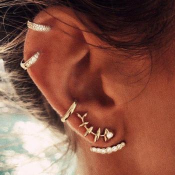 Retro Sun & Moon Geometric Ear Cuffs