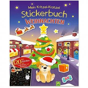 Mein Kritzel-Kratzel-Stickerbuch Weihnachten mit Bambus-Stick