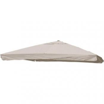 Ersatzbespannung MCW-A96 Luxus‑Ampelschirm – Sonnenschirmdeckel 3×3 m (Ø 4,24 m) in Creme‑Grau, 3 kg Polyester