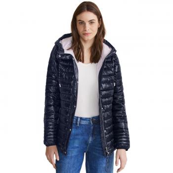 Street One Damen Winterjacke – Gewatteerte Steppjacke mit Kapuze, Reißverschlusstaschen, Blau (38)
