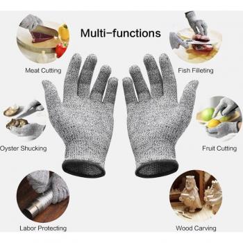 Guantes Anticortes para Cocina y Jardín GMG, 5 Piezas, Color Gris