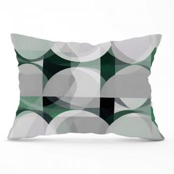 Designer Geometric Grey Green Cushion - 33cm