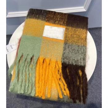 Rainbow Fringed Cashmere Wool Scarf for Women - Windproof Winter Shawl
