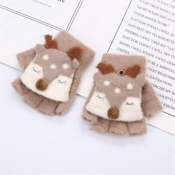 Cute Sika Deer Half-Finger Gloves for Children