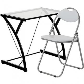 2 Piece Computer Desk and Chair Set Glass Top