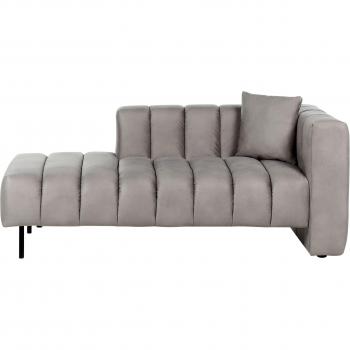 BELIANI Chaise Lounge moderna a destra Rivestimento in velluto Gambe nere Cuscino aggiuntivo Grigio Tortora Lannils