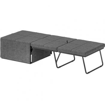 HOMCOM Grey Linen Foldable Guest Bed with Metal Frame - 69 x 181.5 cm