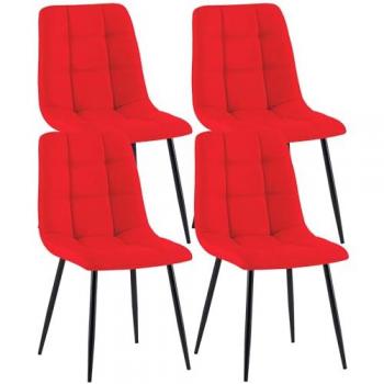 Set di 4 sedie da tavolo in tessuto rotonde Antibes rosse