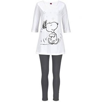 PEANUTS Damenpyjama, grau, Gr. 44/46