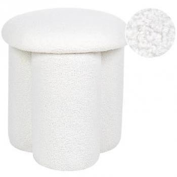 Pouf Bianco Boucle Rotondo 40 x 40 x 45 cm Poggiapiedi Tappezzeria Fungo A Forma di Soggiorno Moderno Mobili Camera Da Letto