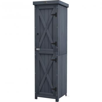 Armadietto Porta Attrezzi a 3 Ripiani in Legno di Abete, 45x45x160 cm, Grigio