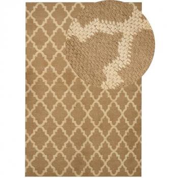 Beliani - Teppich Beige Jute Rechteckig 200x300 cm Kurzflor mit Marokkanischem Muster Handgewebt Boho für Fußbodenheizung Wohnzimmer Esszimmer