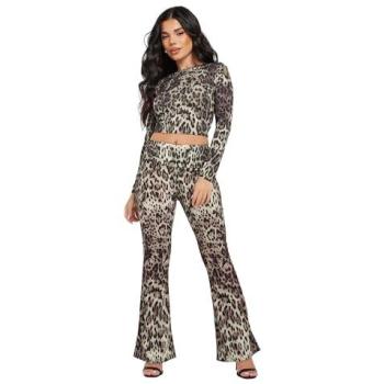 Leopard Pattern Short-Sleeve Blouse for Women