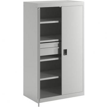 Lista Industrial Cupboard, 3 Shelves, 2 Drawers, Light Grey