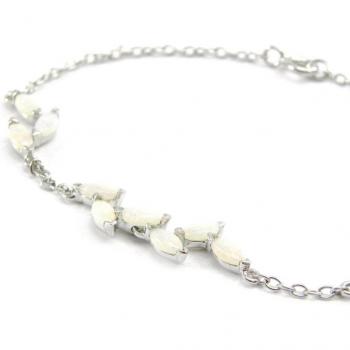 White Silver Goddess Opal Wristband – 8mm Rhodium Plated