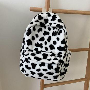 Eleganter Plüsch-Rucksack „Kuh“ – 35 cm × 22 cm, Schulterband 15 cm