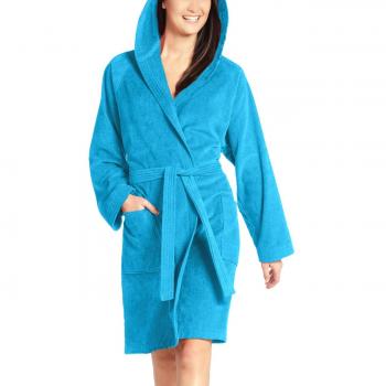 Vossen Damen Bademantel Texas, Einfarbig, Blau (turquoise 557), M (40-46)