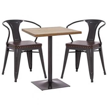 Ensemble table de bistrot et 2 chaises MENDLER noir-marron avec table marron clair