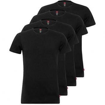 Levi's Herren Crew Neck T-Shirts Stretch Cotton 905055001 4er Pack - Schwarz - Menge: 4er Pack