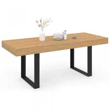 Tavolo da pranzo allungabile Oregon 6-10 posti rovere e nero 160-200 cm
