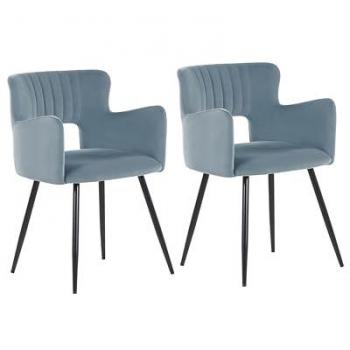 Lot de 2 chaises de salle à manger en tissu bleu 52x75cm
