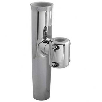 TACO Marine Clamp-On Fishing Rod Holder, Stainless Steel, Fits 7/8 and 1 Tubing