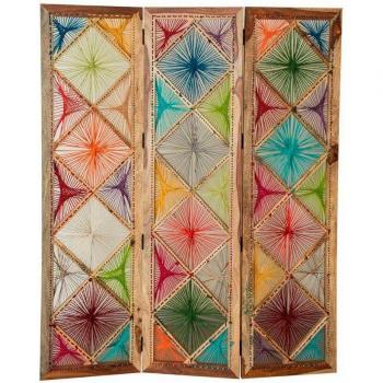 Paravent Home Affaire Verbena (hellbraun & bunt) – 153 cm Breite