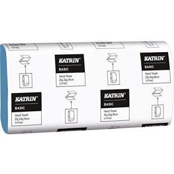 Katrin Zig Zag Blue 1-Ply Hand Towels Pack of 5000 (362200)