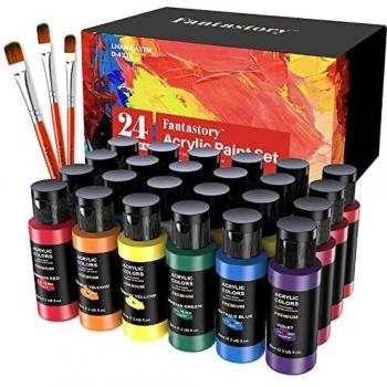 Fantastory Künstler Acrylfarben Set - 24 leuchtende Farben (60 ml)
