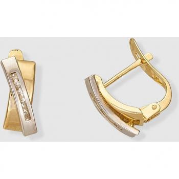 Pendientes de oro bicolor con circonitas