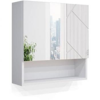 Specchio contenitore bagno Irma, Bianco lucido, 54 x 55 cm