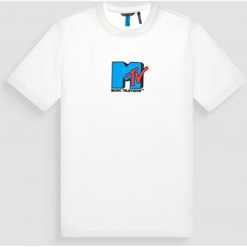 Camiseta de Manga Corta Crema con Estampado Logo MTV de Antony Morato